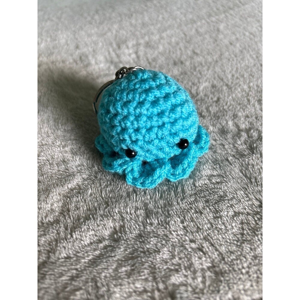 Crochet handmade keychain octopus jellyfish sea creature ocean light blue teens